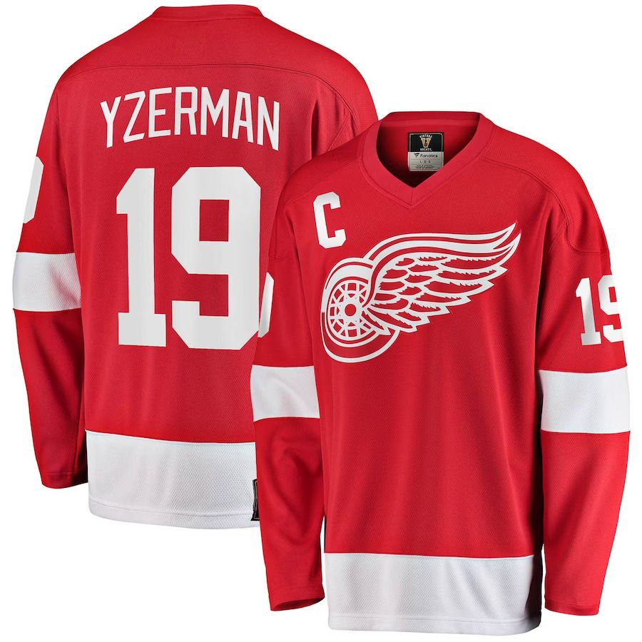 Men Detroit Red Wings 19 Steve Yzerman Fanatics Branded Red Premier Breakaway Retired Player NHL Jersey